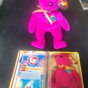 EUC Millennium the Bear w/ corresponding Millennium the Bear Teenie Beanie Baby